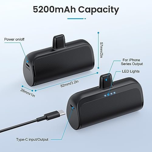 Mini Portable Charger Power Bank for iPhone,5200mAh Portable Phone Charger, Ultra-Compact PD Fast Charging Battery Pack Compatible with iPhone 14/14 Plus/Pro Max/13/12/12 Mini/11/XS/XR/X/8/7/6/6s - Image 7