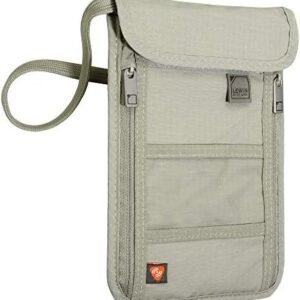 Lewis N. Clark RFID Blocking Stash Neck Wallet, Travel Pouch + Passport Holder for Women & Men, Taupe, One Size