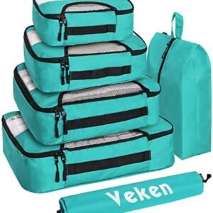 6 Set Packing Cubes for Suitcases, Travel Organizer Bags for Carry on Luggage, Veken Suitcase Organizer Bags Set for Travel Essentials Travel Accessories in 4 Sizes(Extra Large, Large, Medium, Small)