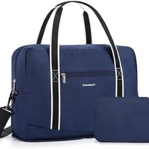 Foldable Duffle Bag for Travel, BAGSMART 31L Expandable Large Travel Bag for Women and Men, Weekender Overnight Bag Carry On Luggage for Travel Accessories(Black)