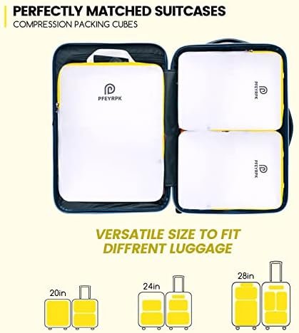 PFEYRPK Lightweight Compression Packing Cubes for Suitcases, Compressible Expandable Travel Packing Organizer with Clear Toiletries and Backpack Bag, Travel Essentials for Carry on Luggage 7 Set - Image 7