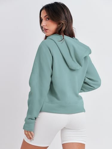 Caracilia Half Zip Sweatshirts Cropped Hoodies Fleece Quarter Zip Up Pullover Top Sweater Fall Outfits 2023 Winter Clothes - Image 4