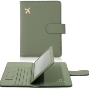 Melsbrinna Passport Holder,Passport Holder Card Slots,Cute Passport cover for Women/Men,Waterproof Rfid Blocking Travel Wallet (Moss green New)