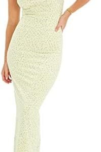 NUFIWI Women Hollow Out Backless Maxi Dress Knitted Spaghetti Strap Bandage Long Dresses Low Cut Bodycon Party Dress