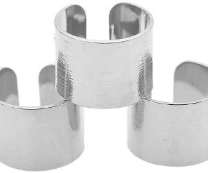 Adjustable Brushed Metal Tube Midi Knuckle Ring Set of Three