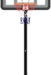 AWII Sports Basketball Hoop Outdoor 10ft Adjustable, Portable Basketball Hoop Goal System with 44 Inch Shatterproof Backboard for Kids Youth Adults Play in Backyard/Courts/Indoor