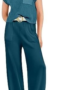 ANRABESS Women's Two Piece Outfits Sweater Sets Knit Pullover Tops and High Waisted Pants Tracksuit Lounge Sets