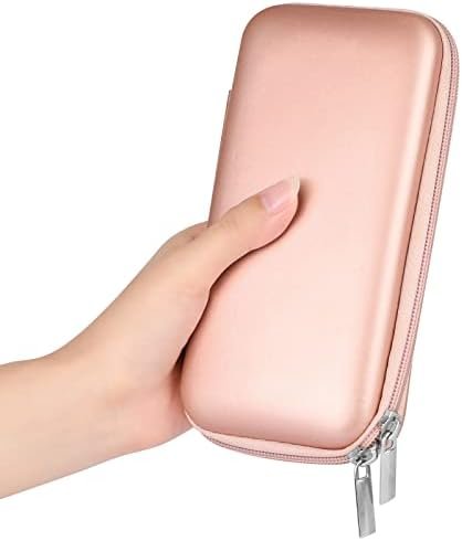 iMangoo Shockproof Carrying Case Hard Protective EVA Case Impact Resistant Travel 12000mAh Bank Pouch Bag USB Cable Organizer Earbuds Pocket Accessory Smooth Coating Zipper Wallet Rose Gold - Image 2