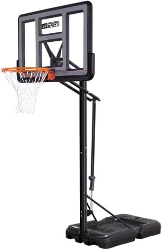 AWII SPORT Portable Basketball Hoop Outdoor, 4.8-10FT Height Adjustable Basketball Hoop Goal System with 44 Inch Impact Backboard and Portable Wheels for Adults