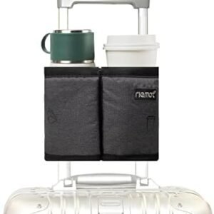 riemot Luggage Travel Cup Holder Free Hand Drink Caddy - Hold Two Coffee Mugs - Fits Roll on Most Suitcase Handles - Gifts for Flight Attendants &Frequent Travelers Accessories Grey
