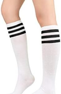 Century Star Women's Knee High Socks Athletic Thin Stripes Tube Socks High Stockings Outdoor Sport Socks