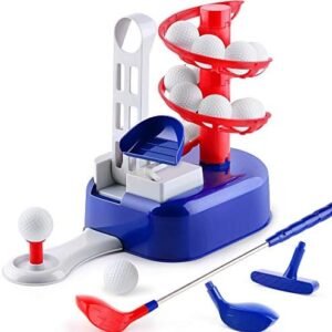 iPlay, iLearn Kids Golf Toys Set W/Left & Right Club Head, Indoor Outdoor Sport Toy, Training Golf Balls & Club Equipment, Active Exercise Gifts for 3 4 5 6 7 8 Year Olds Boys Toddler Child Girls