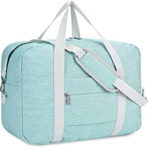 For Spirit Airlines Personal Item Bag 18x14x8 Foldable Travel Duffel Bag Tote Duffle Carry on Luggage for Women 30L (Mint Green)