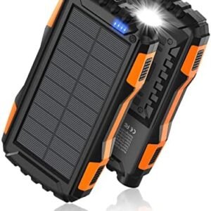 Power-Bank-Solar-Charger - 42800mAh Power Bank,Portable Charger,External Battery Pack 5V3.1A Qc 3.0 Fast Charger Built-in Super Bright Flashlight (Light Orange)