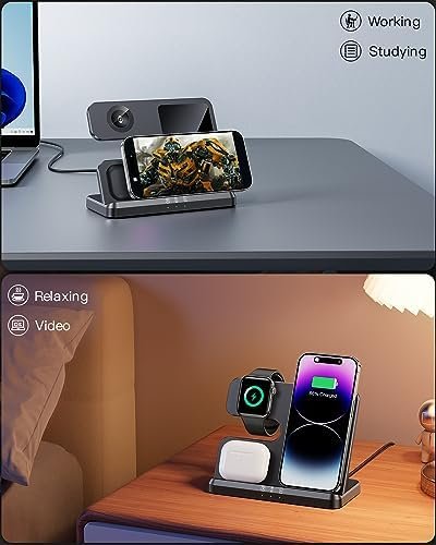 JARGOU 3 in 1 Wireless Charging Station Wireless Charger for iPhone 14 13 12 11 Pro Max/X/8 Charging Station for Multiple Devices for Apple Watch for AirPods 2/3/Pro/Pro 2 - Image 6