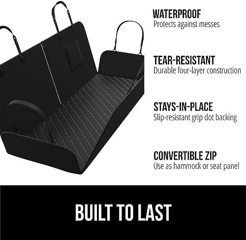 Gorilla Grip Waterproof Heavy Duty Easy Clean Dog Car Seat Cover, Grip Dot Backing, Back Seat Protector for Dogs Muddy Paws, Tear Resistant Hammock, Truck Sedan SUV, Pet Travel Accessories, Black - Image 2