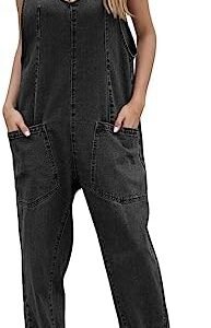 GREAIDEA High Roller Denim Jumpsuits for Women Casual Sleeveless Loose Baggy Overalls Jeans Pants Jumpers with Pockets