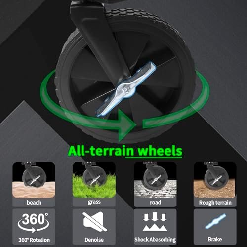 Collapsible Folding Wagon,Utility Beach Wagon Cart Heavy Duty Foldable with All-Terrain Wheels,Large Capacity Foldable Grocery Wagon for Garden Sports Outdoor Camping(Black) - Image 4