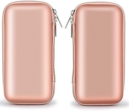 iMangoo Shockproof Carrying Case Hard Protective EVA Case Impact Resistant Travel 12000mAh Bank Pouch Bag USB Cable Organizer Earbuds Pocket Accessory Smooth Coating Zipper Wallet Rose Gold - Image 7