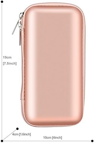 iMangoo Shockproof Carrying Case Hard Protective EVA Case Impact Resistant Travel 12000mAh Bank Pouch Bag USB Cable Organizer Earbuds Pocket Accessory Smooth Coating Zipper Wallet Rose Gold - Image 4