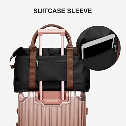 Sport Travel Duffle Bag Large Gym Tote Bag for Women, Weekender Bag Carry on Bag for Airplane, Ladies Beach Bag Overnight Bag Luggage Bag with Wet Bag Black Large Hospital Bag for Labor and Delivery - Image 5