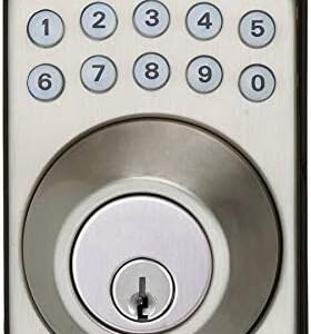 Amazon Basics Traditional Electronic Keypad Deadbolt Door Lock with Touch-Control Keyless Entry, Keyed Entry Option, Satin Nickel