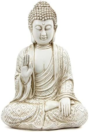 Leekung Buddha statue for home decor accents,laughing buddah statue for meditation zen garden spiritual room feng shui desk table yoga decor,small buda budda home decorations gifts antique ivory white