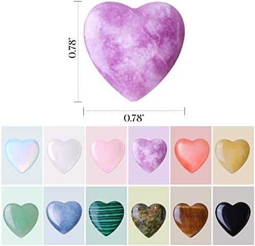 12 PCS Natural Heart Crystals Shaped Healing Stones Crystal Palm 0.8 inch Natural Stones Polished Love Gemstones Pocket Set Bulk Balancing Meditation Mother's Day Gift - Image 2