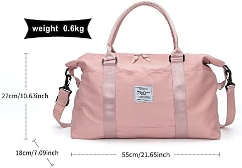 HYC00 Travel Duffel Bag, Sports Tote Gym Bag, Shoulder Weekender Overnight Bag for Women,Pink - Image 4