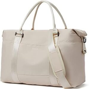 FIGESTIN Duffle Bag Weekender for Women Travel Tote Lightweight Carry On Overnight Girls Beige