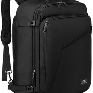 MATEIN Carry on Backpack, Extra Large Travel Backpack Expandable Airplane Approved Weekender Bag for Men and Women, Water Resistant Lightweight Daypack for Flight 40L, Black