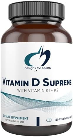 designs for health Vitamin D Supreme - Vitamin D 5000 IU with 2000mcg Vitamin K as mk4 for Bone Health, Heart Health & Immune Support - Vitamin D3 Enhanced with GG Supplement (180 Capsules)