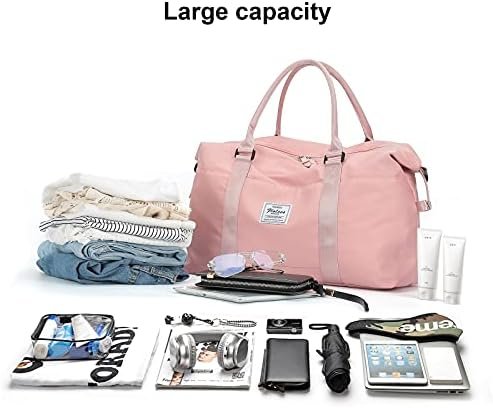 HYC00 Travel Duffel Bag, Sports Tote Gym Bag, Shoulder Weekender Overnight Bag for Women,Pink - Image 2