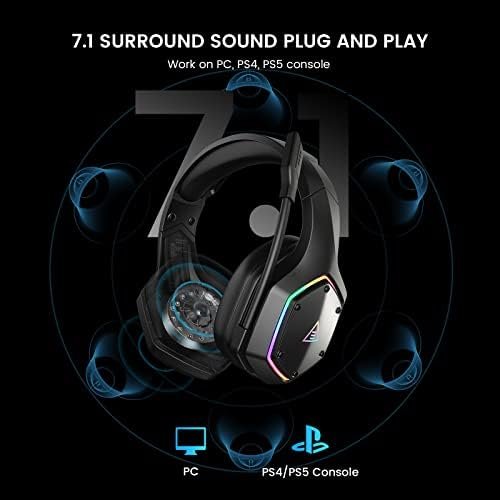 EKSA USB Wireless Headset for PC PS4 PS5-7.1 Surround Sound, Noise Cancelling Microphone, 36 Hour Battery, 2.4G USB Dongle, Game/Music Mode, Gaming Headphones for Computer, Laptop (E1000WT) - Image 2