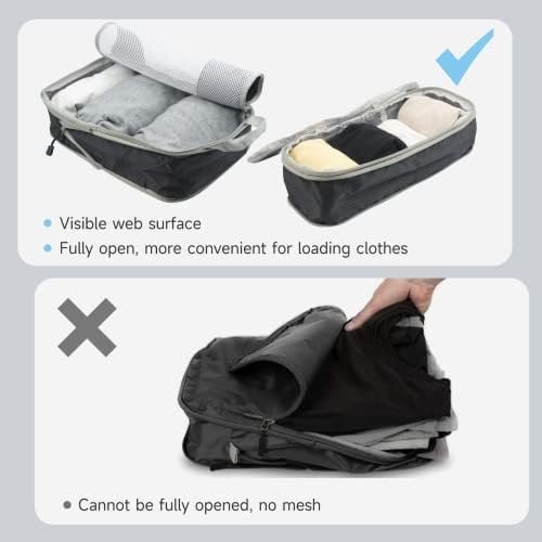 Compression Packing Cubes for Suitcases, SYCARON 7 Set Travel Packing Organizers Bags Mesh Expandable Packing Cubes for Carry on Luggage with Laundry Bag, Shoe Bag, Clothing Underwear Bag, Black - Image 5