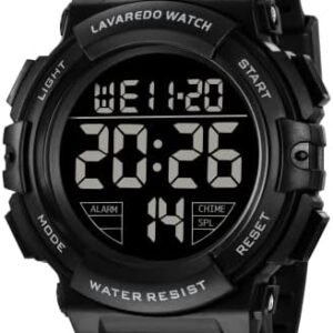 L LAVAREDO Mens Digital Watch Sports Military Watches Waterproof Outdoor Chronograph Wrist Watches for Men with LED Back Ligh/Alarm/Date