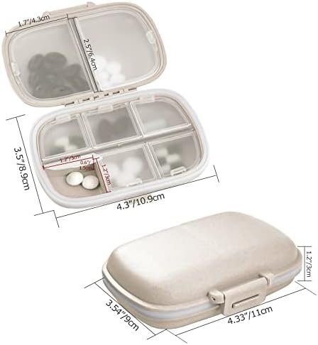 1Pack Travel Pill Organizer, 8 Compartments Portable Pill Case, Small Pill Box for Pocket Purse Portable Medicine Vitamin Container Beige - Image 3