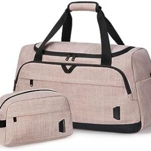 Weekender Bag for Women, BAGSMART 38L Carry on Overnight Bag, Gym Bag Personal Item Travel Bag with Trolley Sleeve, Shoe Bag,Pink-38L
