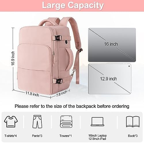 Sinaliy Travel Backpack for Women, Flight Approved Backpack, College Backpack Bag, Casual Daypack, Hiking Backpack, Waterproof Carry On Backpack Business Backpack - Image 6