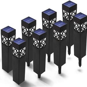 Home Zone Security 8 Pack Solar Outdoor Pathway LED Lights, Charging by Sunlight, Sensor Trigger Light at Night, No Wiring Require, Mount Anywhere for Walkway Yard Backyard Lawn Landscape Decorative
