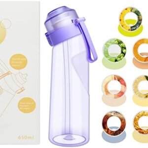 CAFELE Water Bottle with Flavor Pods,Fruit Fragrance Water Bottle,Scent Water Cup,Sports Water Cup Suitable for Outdoor Sports(Purple+7Pods)