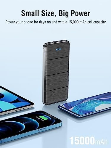 LOVELEDI Portable-Charger-Power-Bank - 15000mAh Dual USB Power Bank Output 5V3.1A Fast Charging Portable Charger Compatible with Smartphones & All USB Devices(Black) (P11) - Image 2