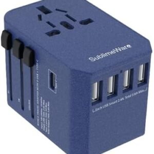 Power Plug Adapter - International Travel (w/5 USB Ports and USB Type C)- Work 150+ Countries - 220 Volt Adapter - Travel Adapter - Type C A G I A/C - UK Japan China Europe