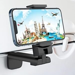MiiKARE Airplane Travel Essentials Phone Holder, Universal Handsfree Phone Mount for Flying with 360 Degree Rotation, Accessory for Airplane, Travel Must Haves Phone Stand for Desk, Tray Table