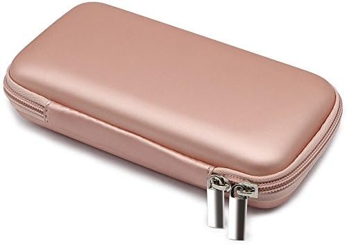 iMangoo Shockproof Carrying Case Hard Protective EVA Case Impact Resistant Travel 12000mAh Bank Pouch Bag USB Cable Organizer Earbuds Pocket Accessory Smooth Coating Zipper Wallet Rose Gold - Image 6