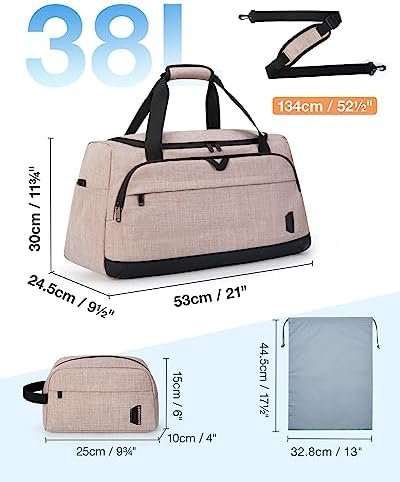 Weekender Bag for Women, BAGSMART 38L Carry on Overnight Bag, Gym Bag Personal Item Travel Bag with Trolley Sleeve, Shoe Bag,Pink-38L - Image 6