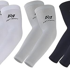 NETTEMPT UV Sun Protection Arm Sleeves (3 Pairs), UPF 50 Sports Compression Cooling Sleeve for Men & Women, Tattoo Cover Up Cooling Arm Sleeves for Outdoor