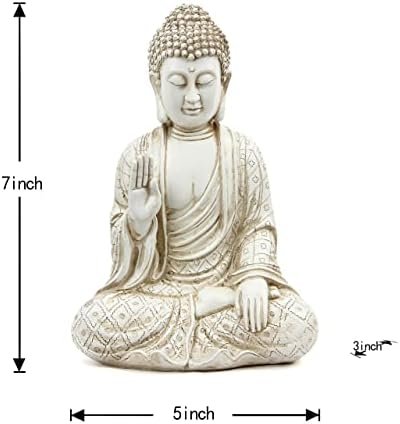Leekung Buddha statue for home decor accents,laughing buddah statue for meditation zen garden spiritual room feng shui desk table yoga decor,small buda budda home decorations gifts antique ivory white - Image 2