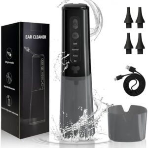 HYTOBP Water-Powered Ear Wax Removal Cleaner: Electric Water Irrigation Earwax Removal Cleaning Kit - Flush Ear Clean Tools with 3 Pressure Modes & 4 Tips - Ears Washer Wax Remover (Black)