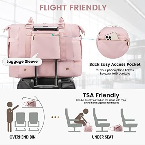 Gym Bag LOVEVOOK Travel Duffel Bag with USB Charging Port,Weekender Bags for Women with Shoe Compartment,Carry on Overnight Bag with Toiletry Bag,Hospital Bags for Labor and Deliver - Image 4